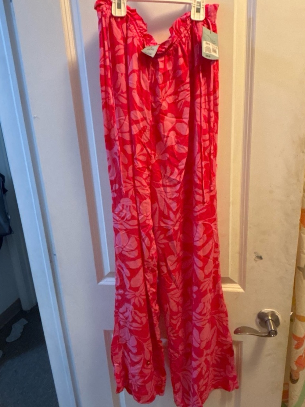 Pink Floral Wide-Leg pants beach cover up